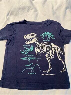 24M Carter's Navy Dinosaur Skeleton Graphic Tee with Teal Accents